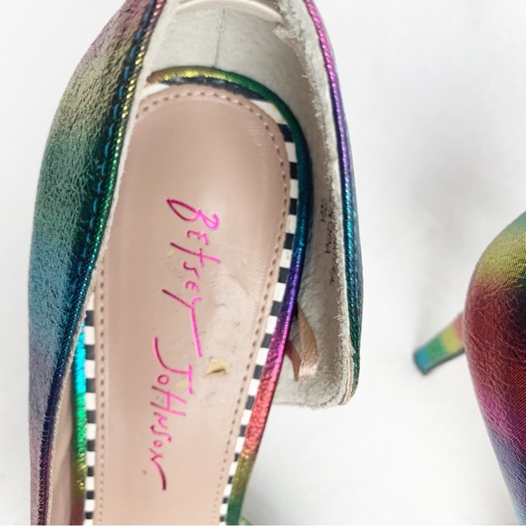 Betsey Johnson Rainbow Heels with Bow - Picture 8 of 8